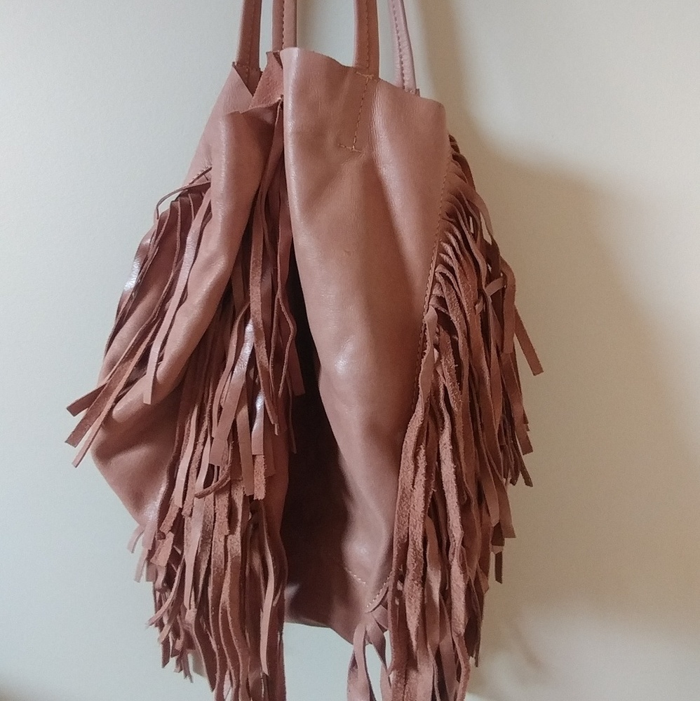 Ciaobella tan leather 'Hendrix' fringe tote bag